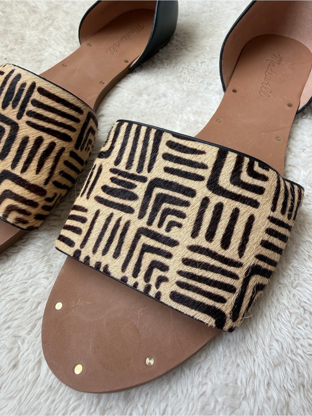 Madewell Thea D'Orsay Slide Sandals in Printed Calf Hair – Mint Condition - Picture 2 of 5